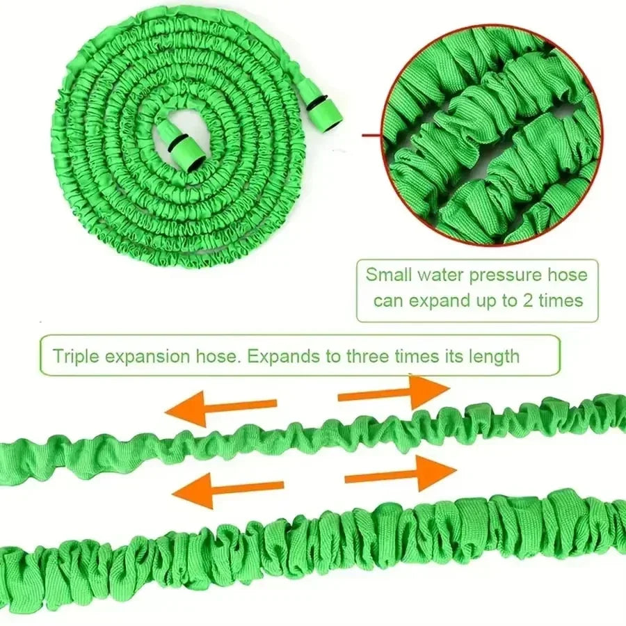 NEW 50FT Green Expandable High-Pressure Magic Hose 7 Water Spraying Functions Gun Durable Materials Home Garden Watering Tools Home Outdoor Garden Tools