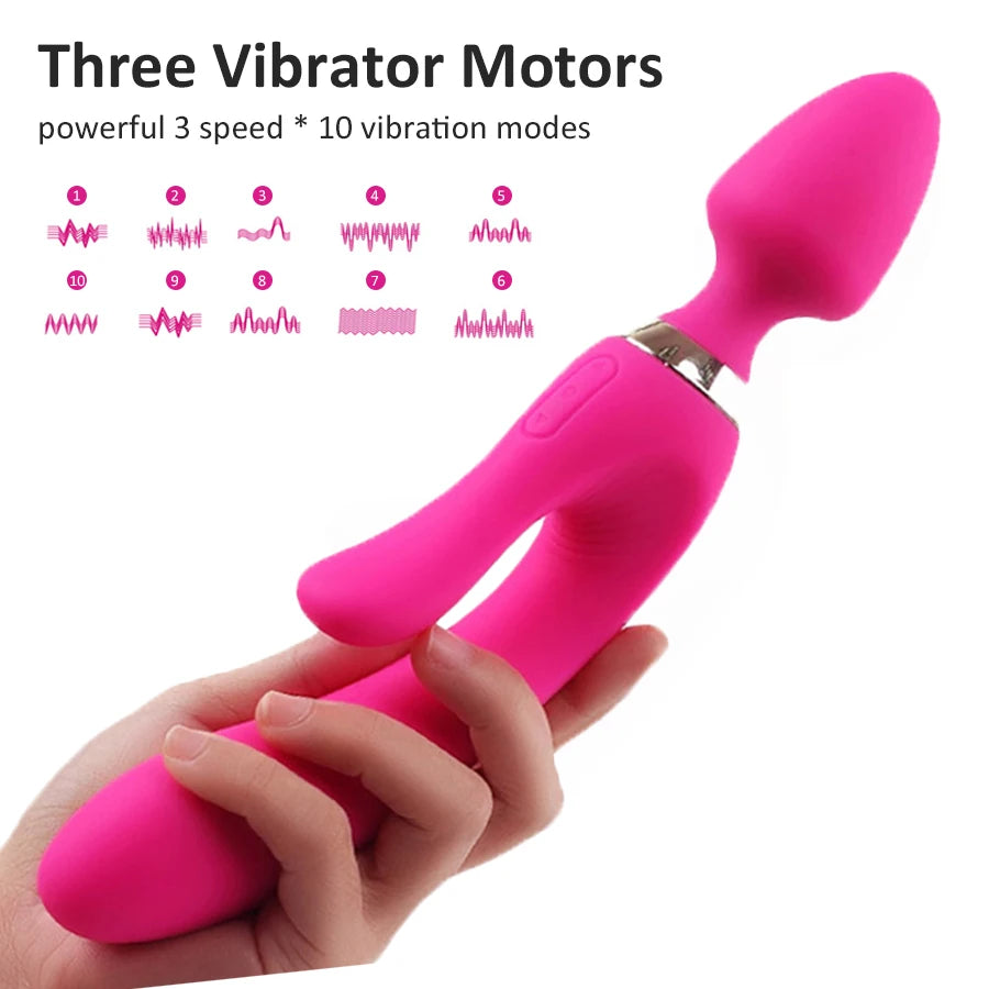 10 Speeds Powerful Vibrator Female Magic Wand Massager G Spot Clitoris Stimulator Dual motor Vibrator Sex Toys for Women Adult