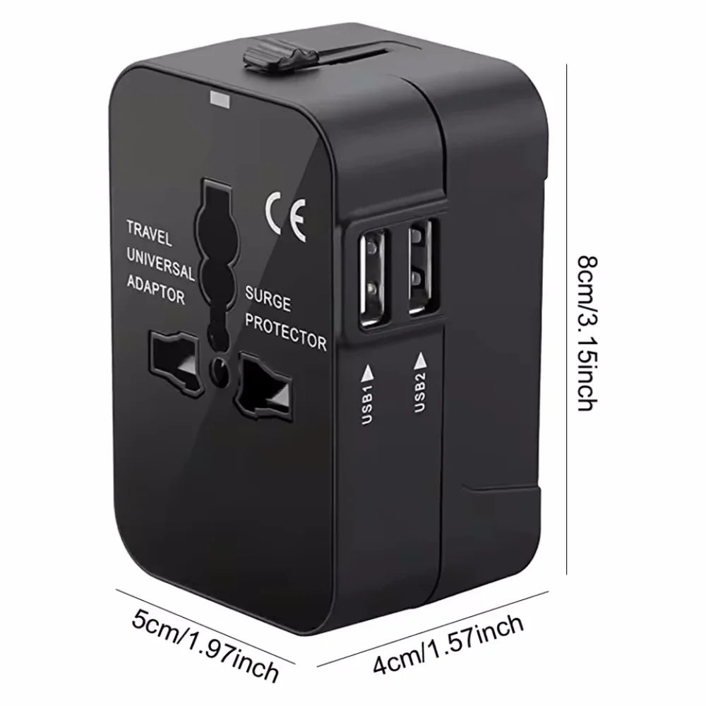 NEW Arrivals Universal Global Conversion Plug Travel Conversion Socket Dual USB Port EU UK US AU AC Power Charger Worldwide Adapter Outlet Converter Electrical Plug Overseas Hotels Business Trip