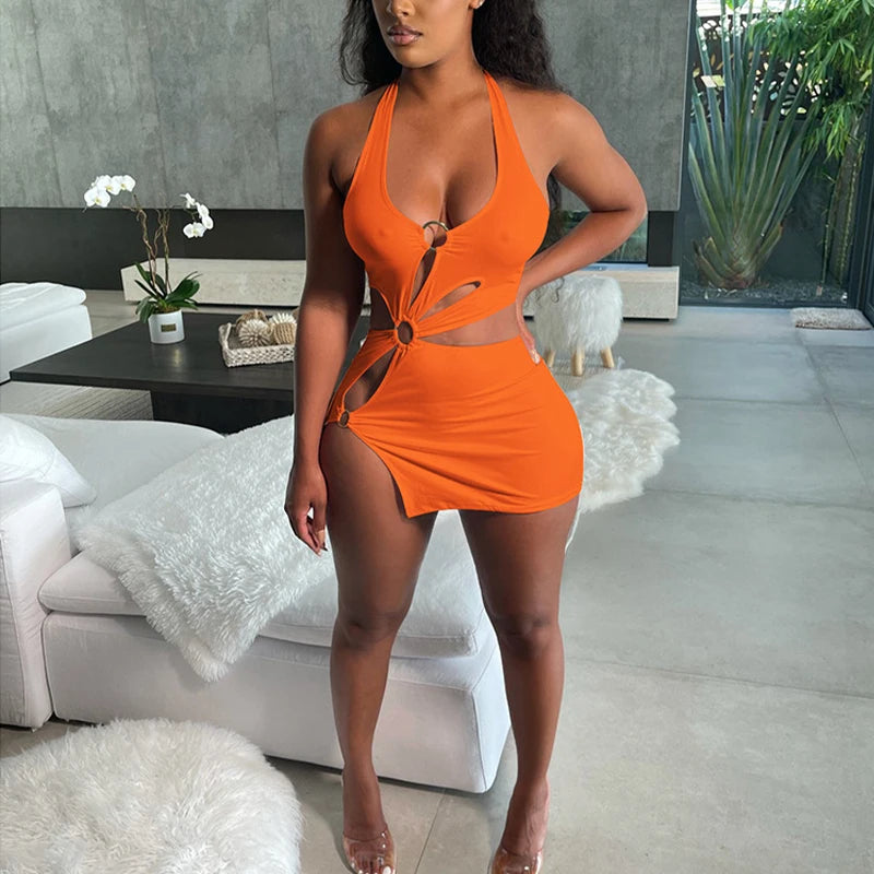 NEW Arrivals S-2XL 5 Colors Summer Dresses Woman 2026 High Street Stretch Slim Hollow Sexy Mini Bodycon Dress Elegant Sleeveless Night Club Beach Bar Party Sundress Girls Sexy Fashion Clothing Supplies