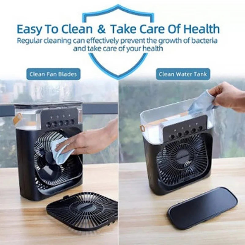 5 Sprays with 7 Color Led Ligh,6 Inches Air Conditioner Cooling Fan Portable Fan Air Cooler Mini Fan Air Humidifier