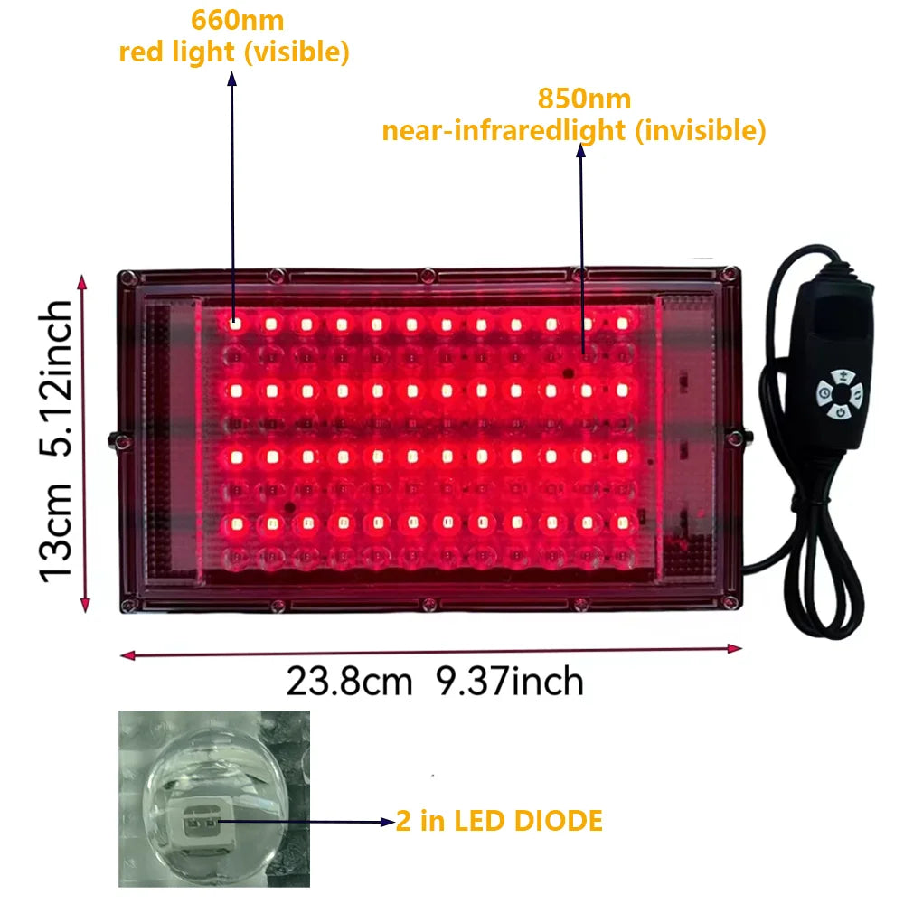 NEW Arrivals Red Light Lamp with Bracket, 96 LEDs 660nm and 850nm Near Infrared Light Therapeutic Devices for Body Pain Relief and Skin Care Supplies