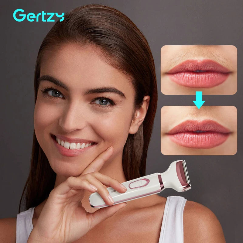 NEW 4-in-1 Set Rechargeable Electric Razor for Women - Face, Nose, Legs, Underarm, Bikini Trimmer - Wet & Dry, Painless Grooming Kit