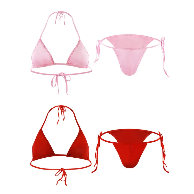 Adult Men's Bra Lingerie Set Big Sac Penis Bag Briefs Bdsm Men's Harness Crop Top Navel Sissy Outfit Body Gay Bikini