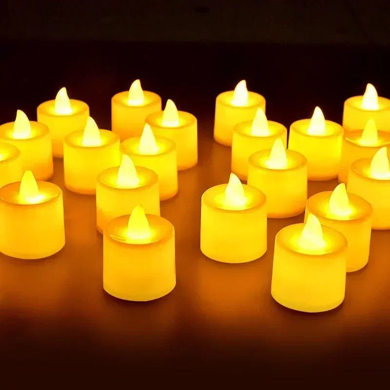 NEW Arrivals 24-48PCS Set Heart-Shape Led Candle Battery-Power Tealight Flameless Electronic Candles Christmas Wedding Party Romantic Atmosphere Decoration Table Lamps