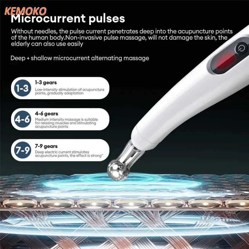 NEW Arrivals 5 IN 1 Set Electronic Acupuncture Massage Pen Smart Pulse Meridian Energy Pen Pain Relief Microcurrent Pulse Muscle Massage Stick Kit Health Care Supplies