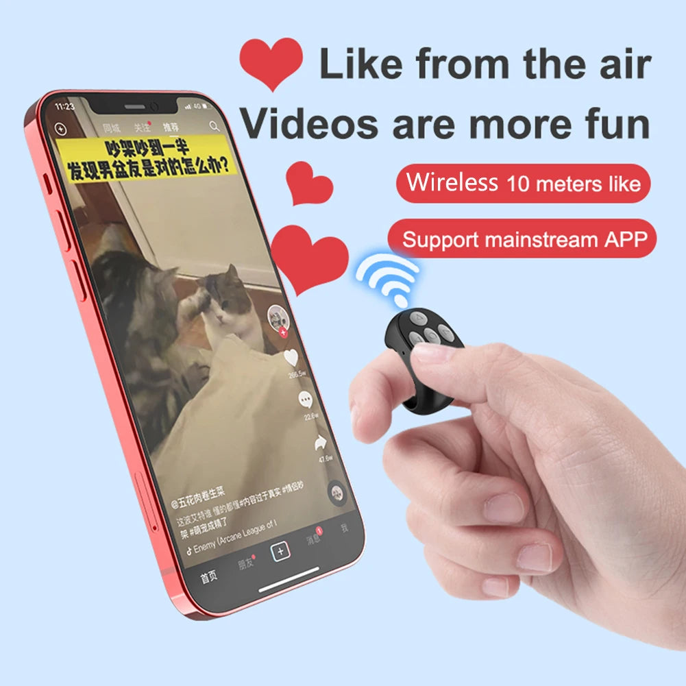 NEW Arrivals 3 Colors For TikTok Ring Bluetooth Remote Control Fingertip Selfie Video Controller Automatic Page Turner Browsing Ring Mobile Phones Accessories