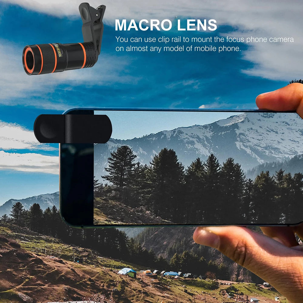 NEW Arrivals 8x12x Optical Zoom Camera External Universal Telescope Lens with Clip Phone Camera Lens Wide Angle for iPhone 15 Xiaomi14 Huawei Mobile Phones Accessories