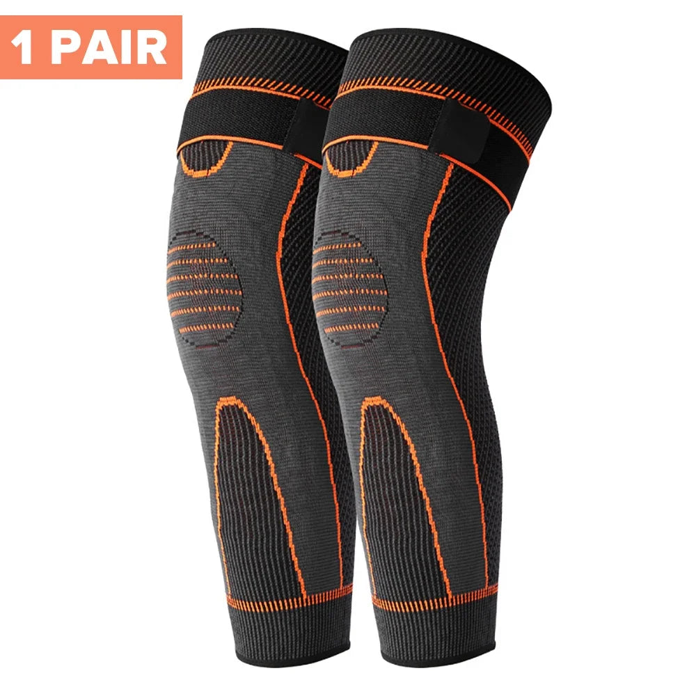 1 Pair Lengthen Fitness Knee Support Braces Bandage Elastic Nylon Sport Compression Knee Pads for Basketball Volleyball Running Knees Warm Braces Sports Accessories Supplies