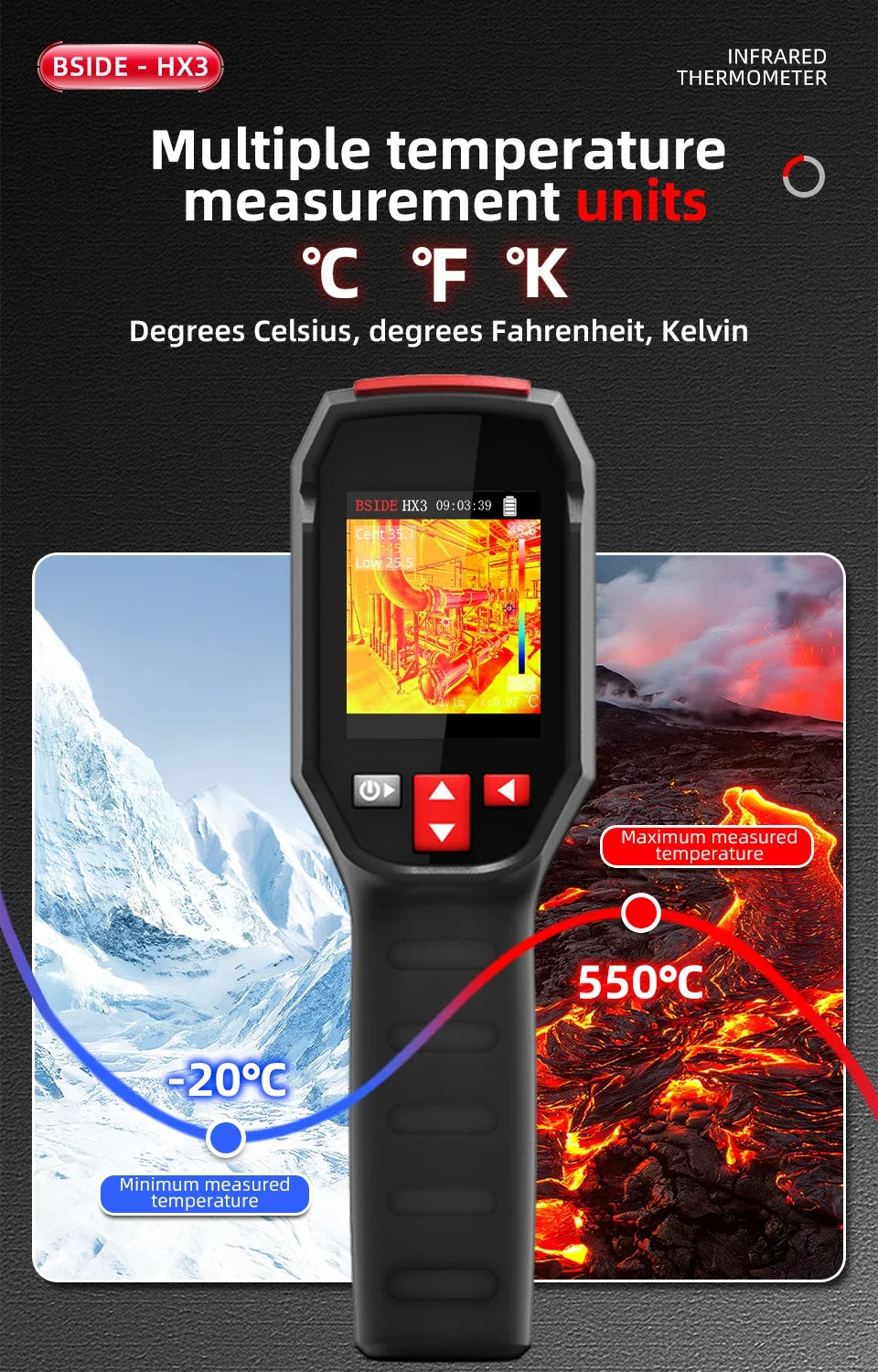 NEW HX3 Handheld Thermal Imaging Camera Electric Non-Contact Thermometer -20-550℃ 240X240ir Thermal Camera
