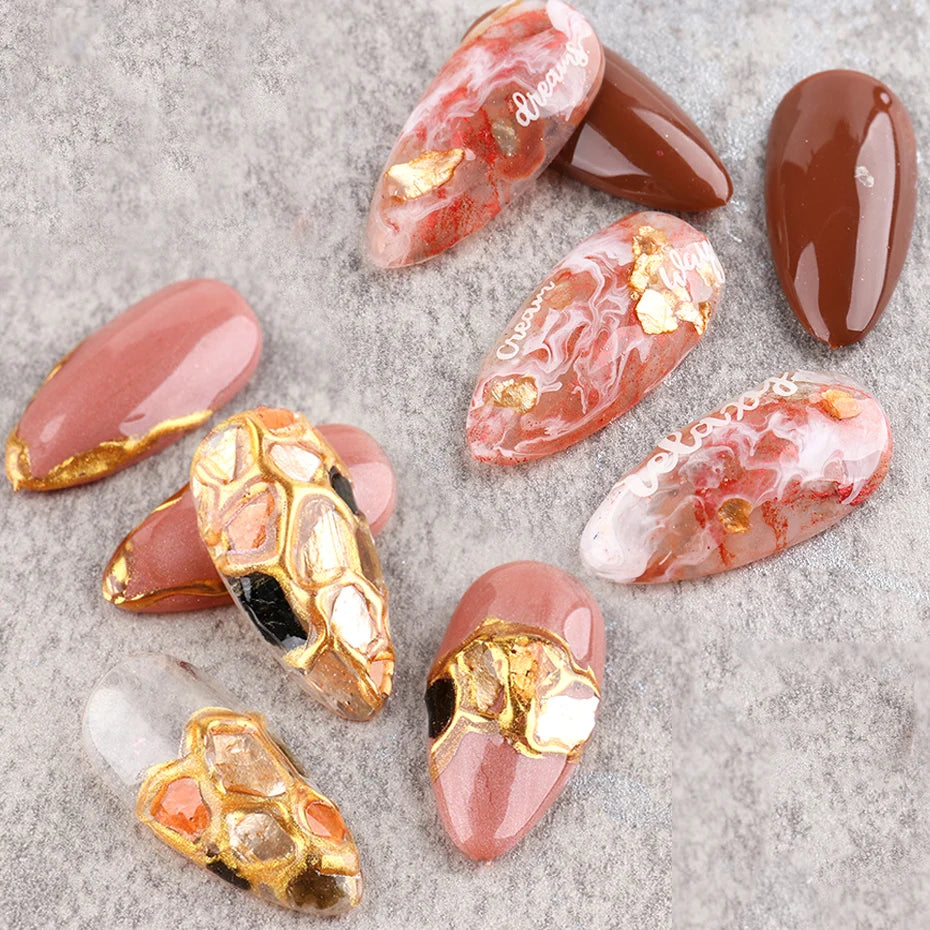 Irregular Abalone Shell Natural Rhinestone 3D Gradient Broken Shell Flakes Marble Stone Mica Slice Gem Nail Art Decoration SAYM
