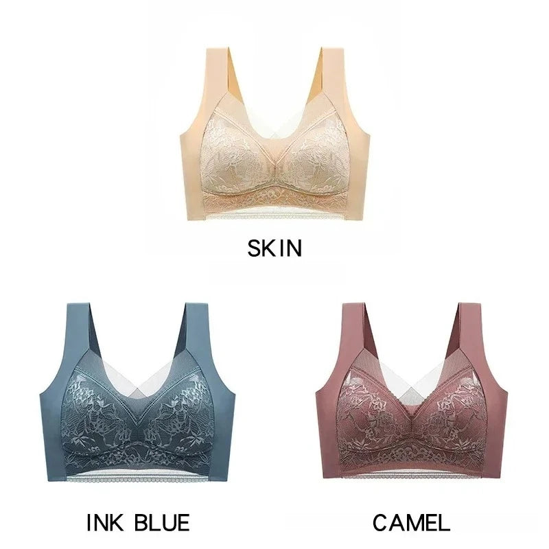 NEW Arrivals 3PCS Set 6 Colors/Patterns L-6XL(115KG) Women's Push Up Bralette Wireless Bras - 5cm Natural Lift, Seamless Lace Plus Size No Underwire Comfort