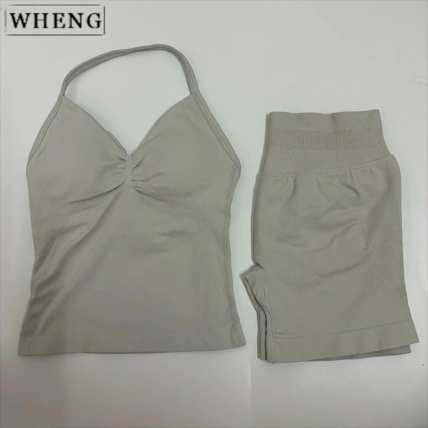 NEW Arrivals 2PCS Set 10 Colors Padded Sleeveless T-Shirt with Halter Collar Hip Pants Summer Sportswear Women Fitness Yoga Pilates Suit Outdoor Hiking Running Sports Clothes