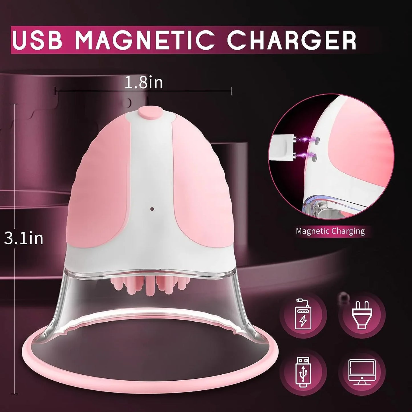 Breast Enlargement Sucking Vibrator Rotation Vacuum Pump Chest Cover Sucker for Women Nipple Stimulation Masturbator Sex Toy