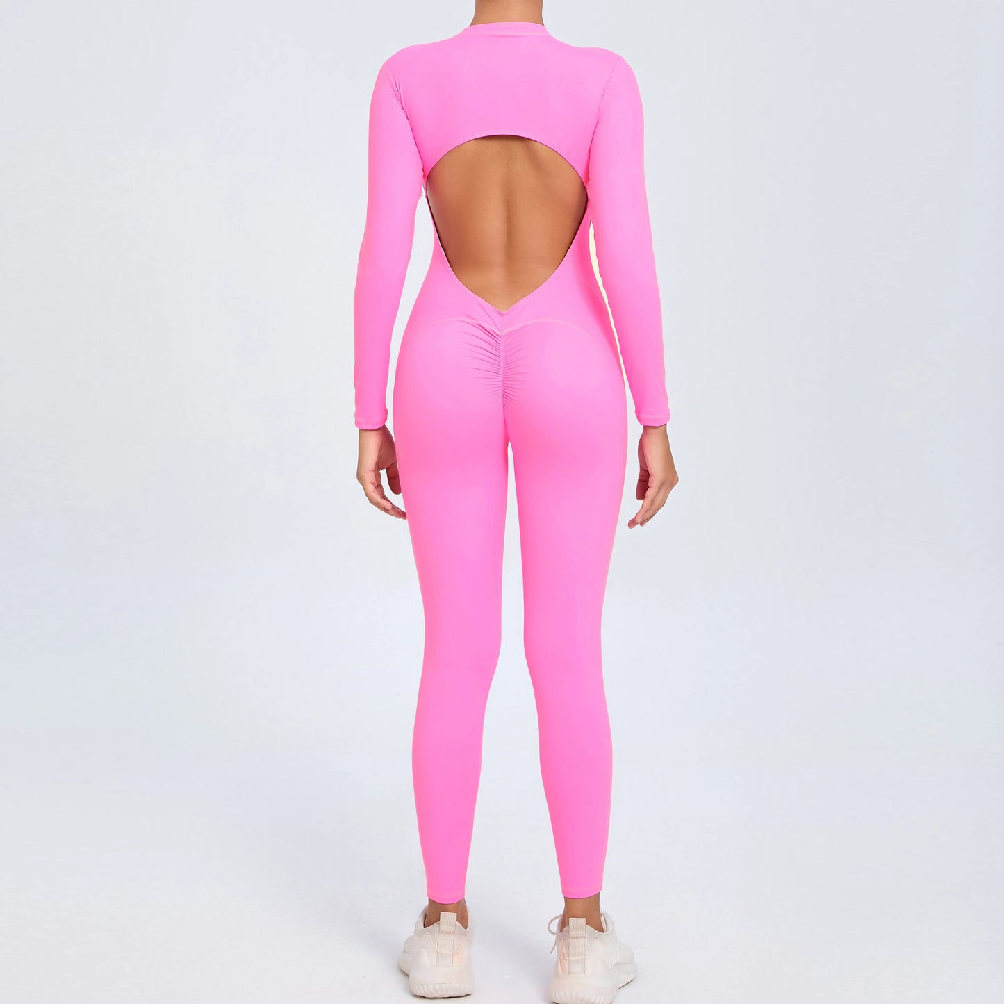 NEW Arrivals 10 Colors Women Sportwear Yoga Jumpsuit Zip Long Sleeve Back Open Outfit Fitness Tracksuit Tight One-piece Gym Overalls Sports Bodysuit