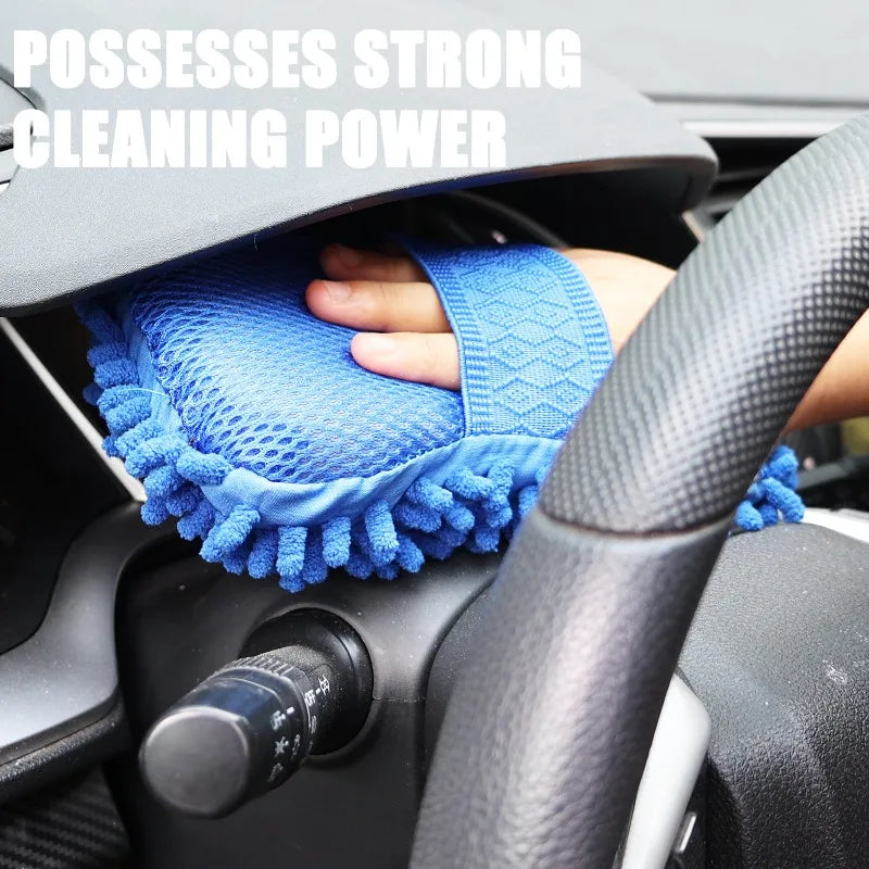 NEW Arrivals 2PCS Set Car Wash Glove Microfiber Chenille Car Wash Sponge Free Care Washing Detailing Brush Pad Multifunction Auto Cleaning Tool Car Supplies