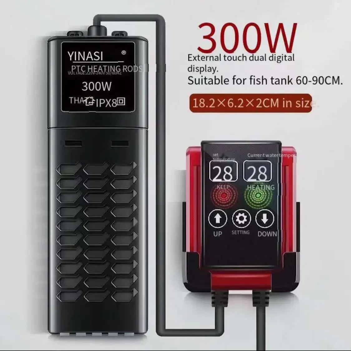 NEW Arrivals 1000W Aquarium Submersible Heater Fish Tank LCD Display Thermostatic Adjustable Water Heating Rod Constant Auto Temperature Aquarium Accessories