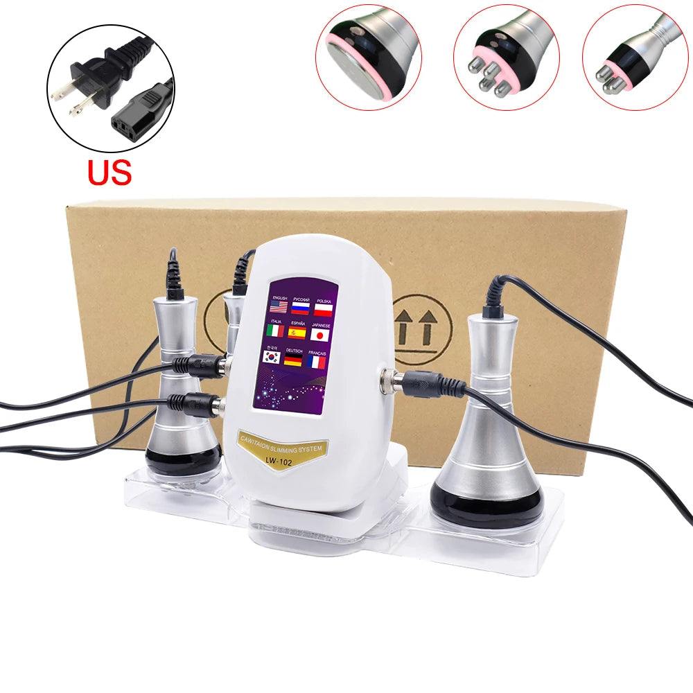 NEW Arrivals 40K Ultrasonic UK Plug with Stand Cavitation Body Facial Radiofrequency Massage Weight Loss Machine Body Shaping Slimming Fat Burn Set Body Care Accessories Health Care Supplies