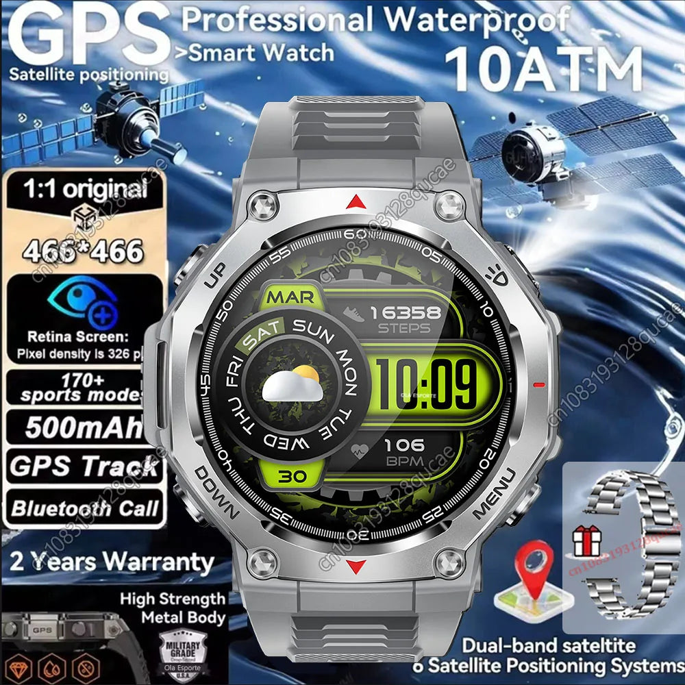 NEW Arrivals GPS Smart Watch 15 Languages 5 ATM Waterproof Built-In Dual-Band GNSS GPS Military Swimming Sport Smartwatch Men New For T-Rex 3 Ultra Kt85 Watch Sports Supplies