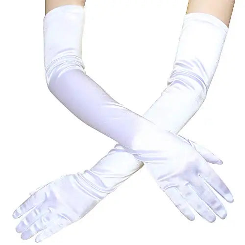 NEW Luxury Opera Satin Gloves Elegant Purple Red Black White Bridal Party Gloves for Wedding Prom One Size Fashion Stretch Women purple Gloves Girls Ladies Luxury Fashion Apparel Accessories Clothing Supplies
