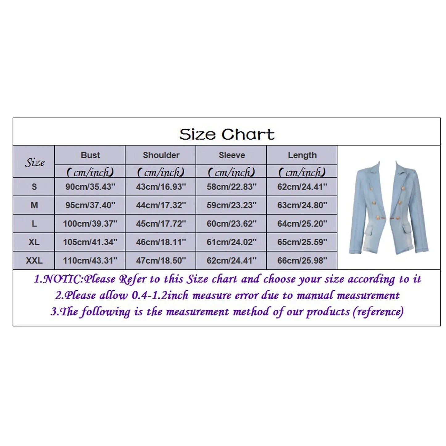 Fashion Demin Jacket Women Double Breasted Notch Lapels Slim Blue Vintage Washed Blazer Jeans Jacket Women's Denim Jackets