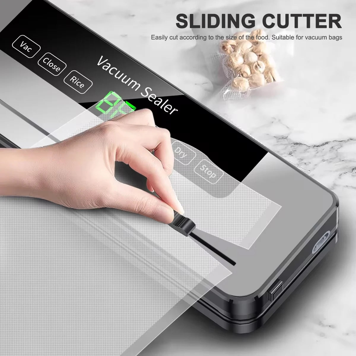 NEW Arrivals Electronic Vacuum Sealer Machine Food + 100PCS Bags Set Wet Dry with Kitchen Storage Sealing Machine Built-In Cutter Food Vacuum Packaging Machine