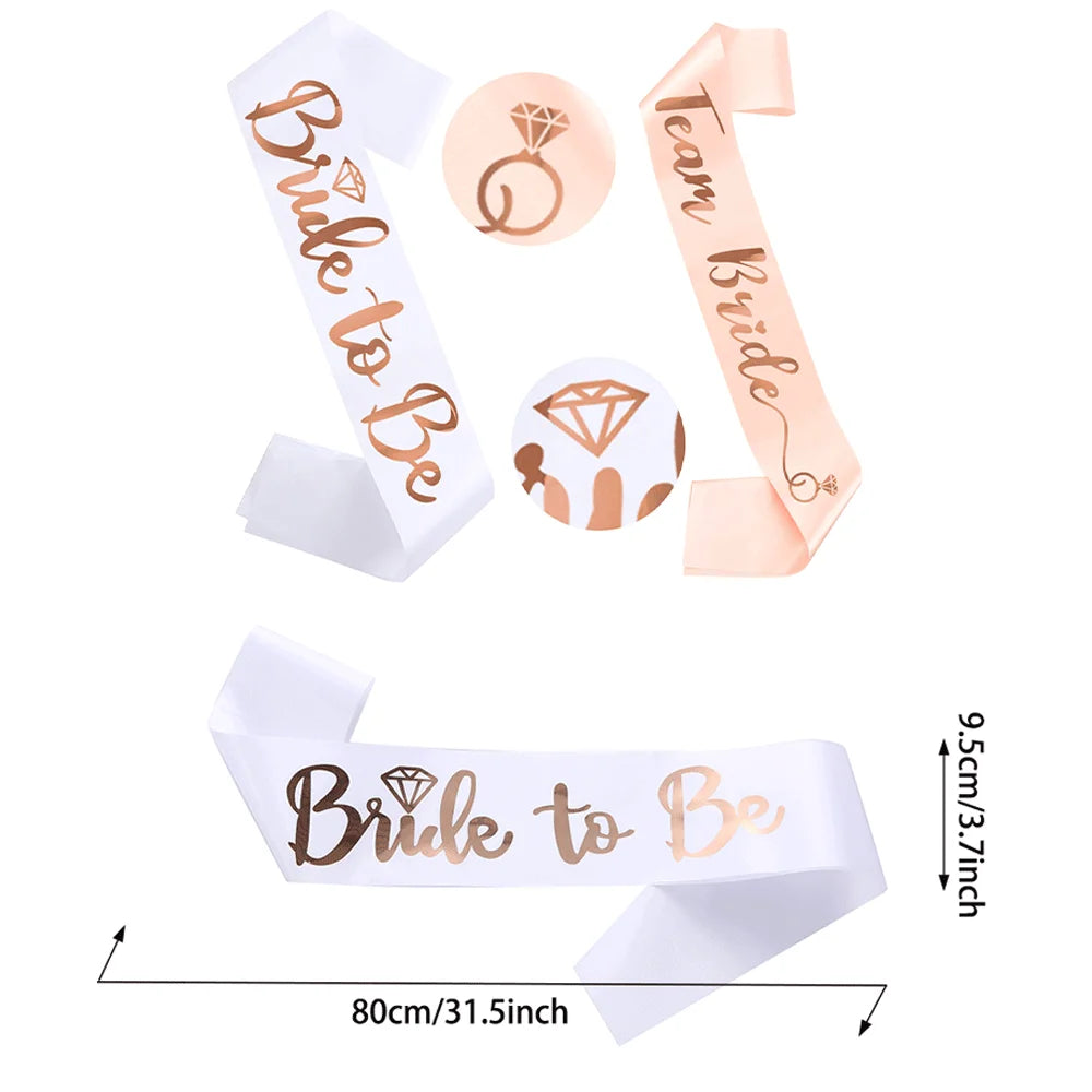 NEW Arrivals 6/7 PCS Set Team Bride Satin Sash Set White 7 Bride to Be Sash and 6 Silk Team Bride Sashes Bridal Shower Wedding Bachelorette Party Supplies