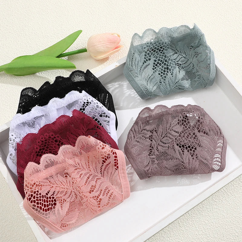 NEW S-XL 6Pcs/Set Lace Thong For Women Low Rise Soft Intimates Lingerie Sexy Lace Panties Color Ladies Comfortable Underpants Girls Panty