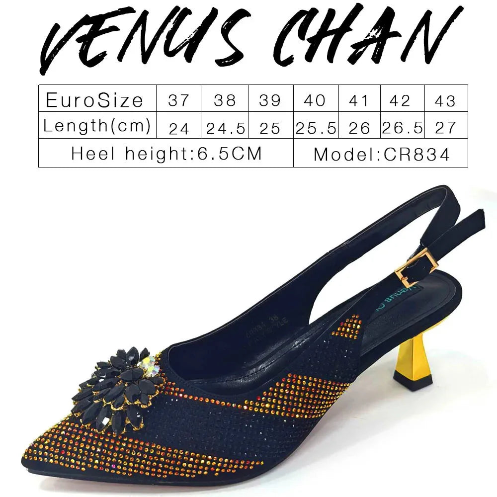 NEW Arrivals 8 Colors Italian Design Rhinestone Luxury Wine Colour Pointed Toe Shoe & Bag Matching Set Women's High Heels Night Club Business Dinner Evening Wedding Birthday Party Ladies Luxury Fashion Apparel Accessories Set
