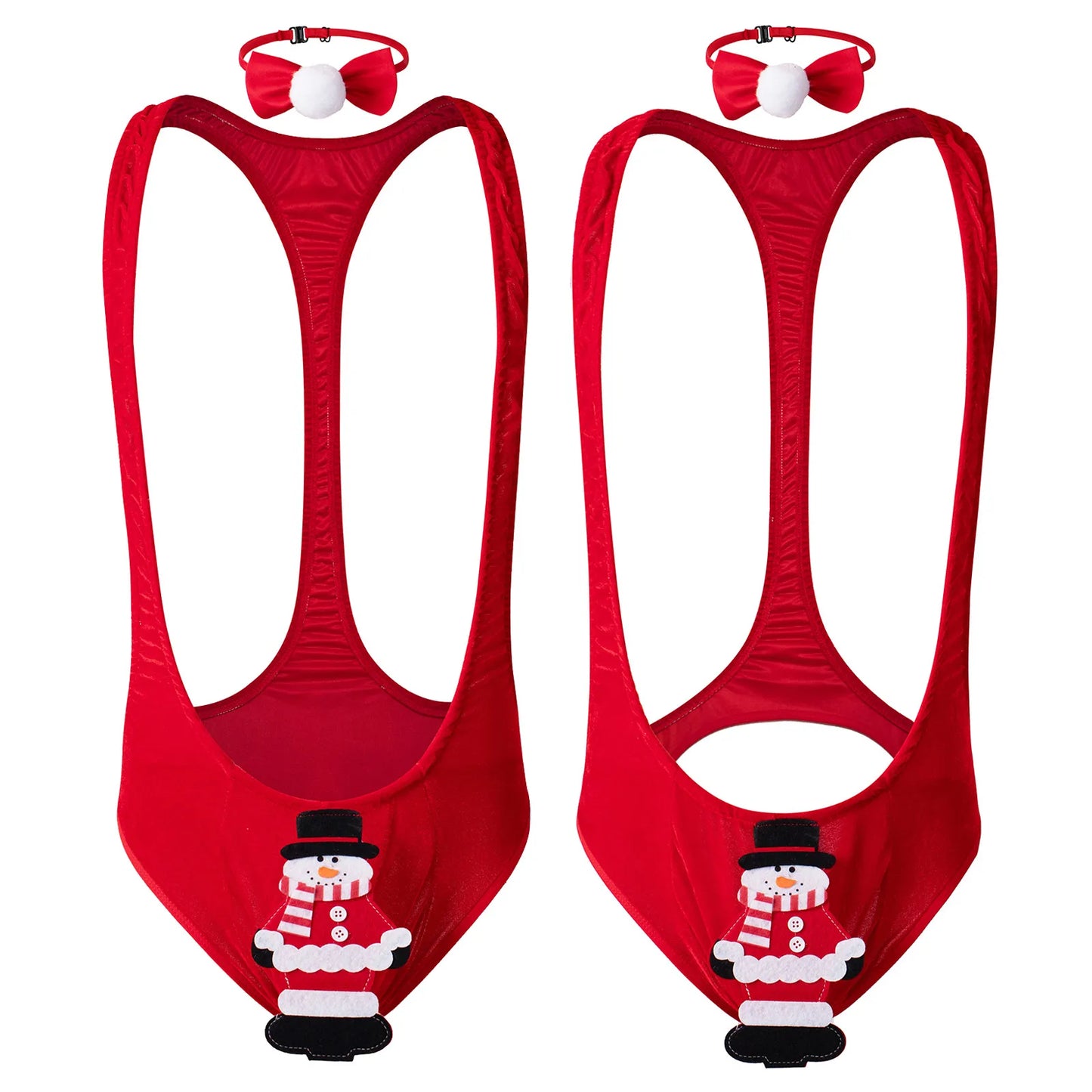 2 x Men's Christmas Clothing One-piece Underwear Sexy Bodysuit Costume Xmas Lingerie Santa Claus Mankini