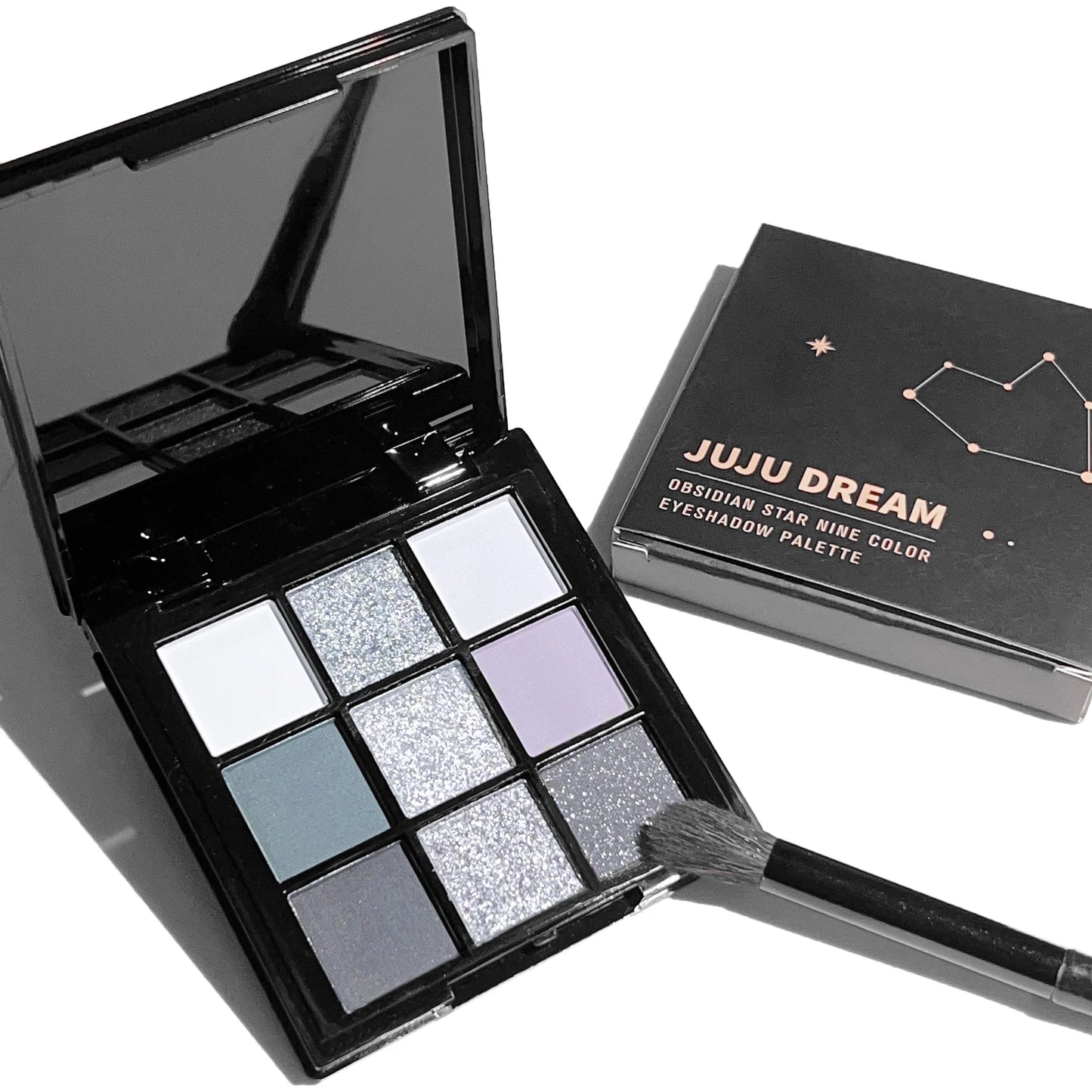 9-Shades Eyeshadow Palette: Black Swan, Smoky, Dark Black, Grey Silver Glitter, Matte Finish, Long-Lasting, and Easy to Color Women Cosmetic Supplies
