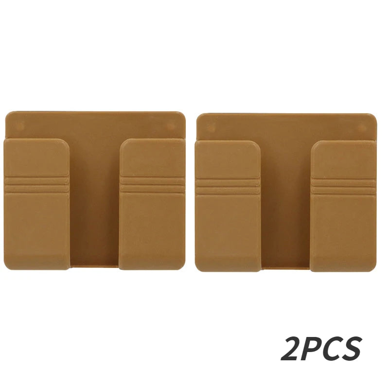 NEW 4PCS Set White/Brown Color Multifunction Punch Free Wall Mounted Storage Box Organizer TV Remote Control Mounted Mobile Phone Plug Charging Holder Bathroom Home