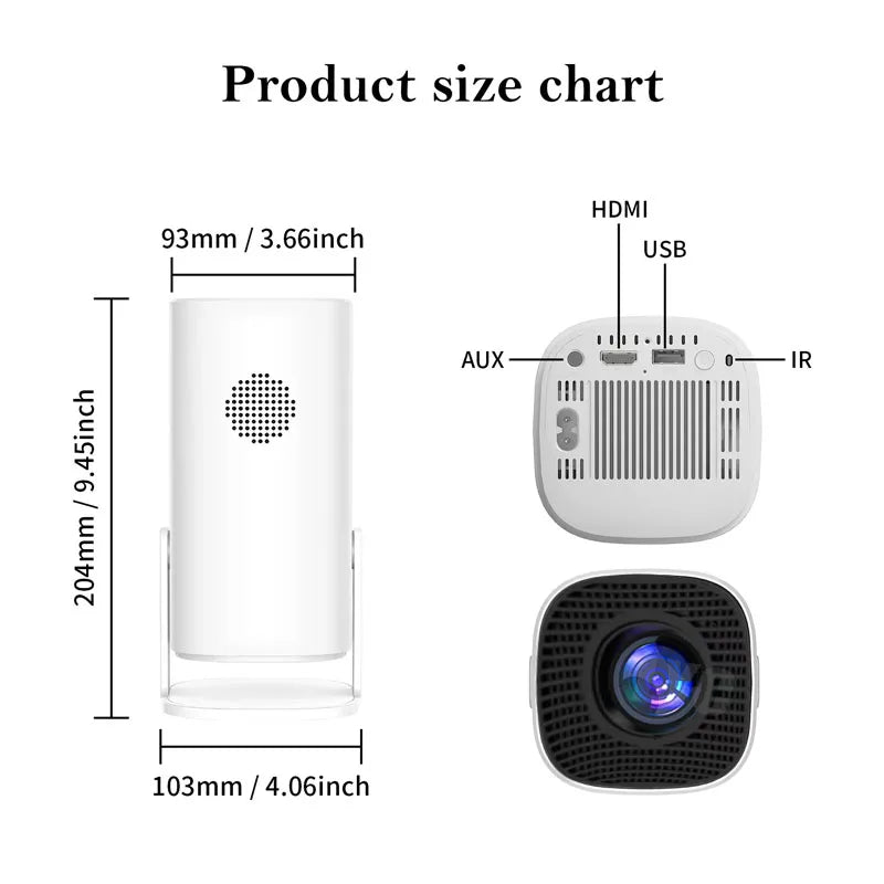 P30 Smart Mini Projector Android 11 WiFi6 Support 4K 1080P Projector 2.4G&5G WiFi 1280*720P Smart Home Cinema Portable Projector