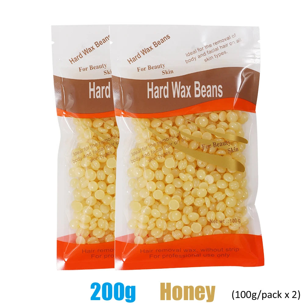 Hair Wax Heater 500ML Set For Hair Removal / Digital Display Screen Depilatory Hard Wax Melt Warmer / 200g Wax Paraffine Korean Beans Honey Aloe Rose Chamomile Lavender Chocolate Cream Strawberry Beans Hair Remove Tool