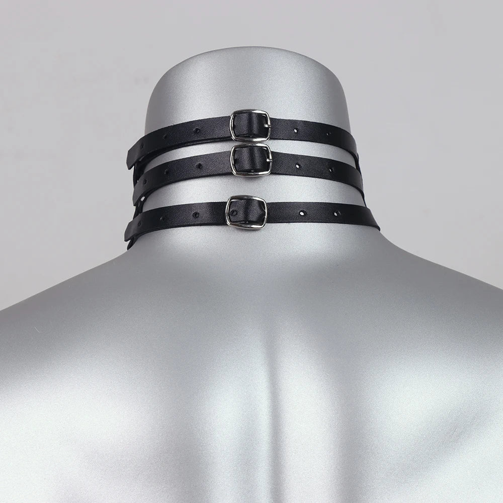 PU Leather Men Harness Handcuffs Gay Fetish Clubwear Costume Erotic Collar Festival Rave Wear Accessories Gothic Punk Bracelet