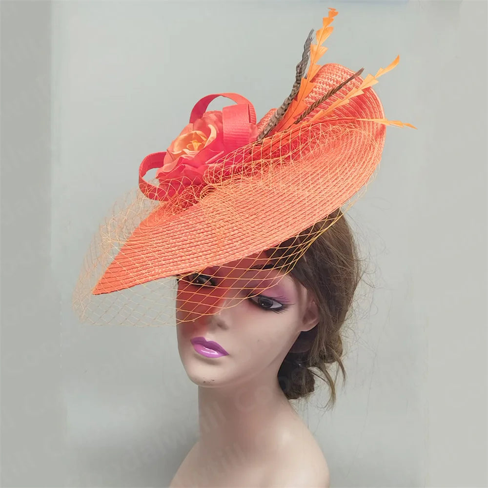 NEW Arrivals 16 Colors Straw Flower Fascinators Hat Veils Pillbox Cap Women Formal Dress Wedding Headpiece With Flower Chapeau Cap Tea Party