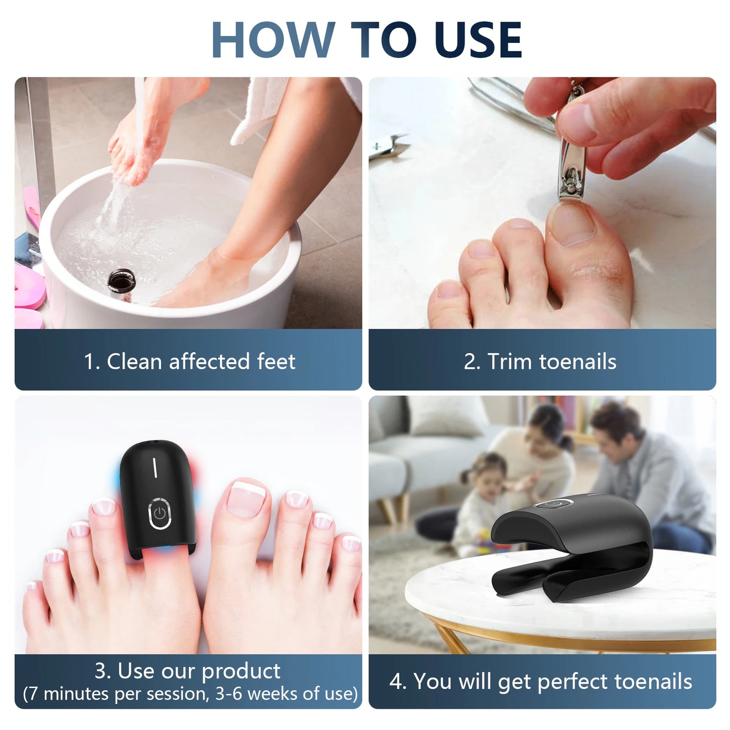 KTS Nail Fungus Laser Device Toenail Laser Therapy Machine Anti Fungal Laser Equipment for Onychomycosis 910nm 407nm USB Charge