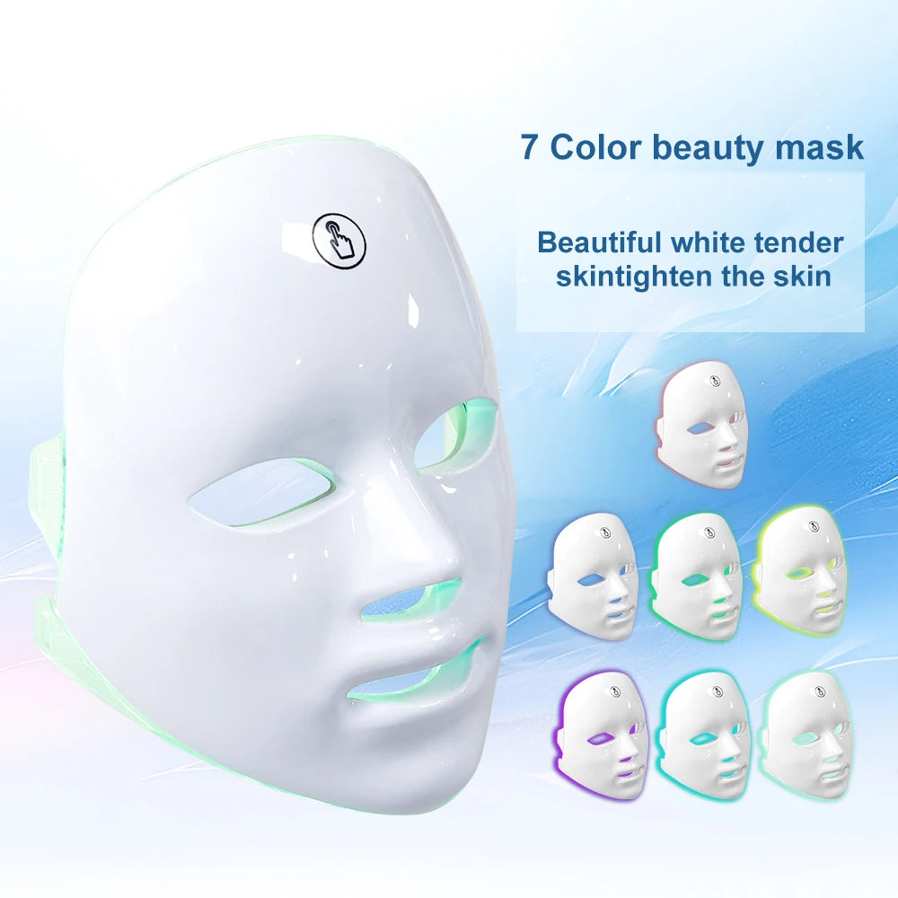 NEW Arrivals 7 Colors LED Facial Mask Photon Therapy Face Skin Care Mask Anti Acne Therapy Skin Rejuvenation Wrinkle Removal Face Beauty Mask Ladies Home Beauty Salon SPA Accessories