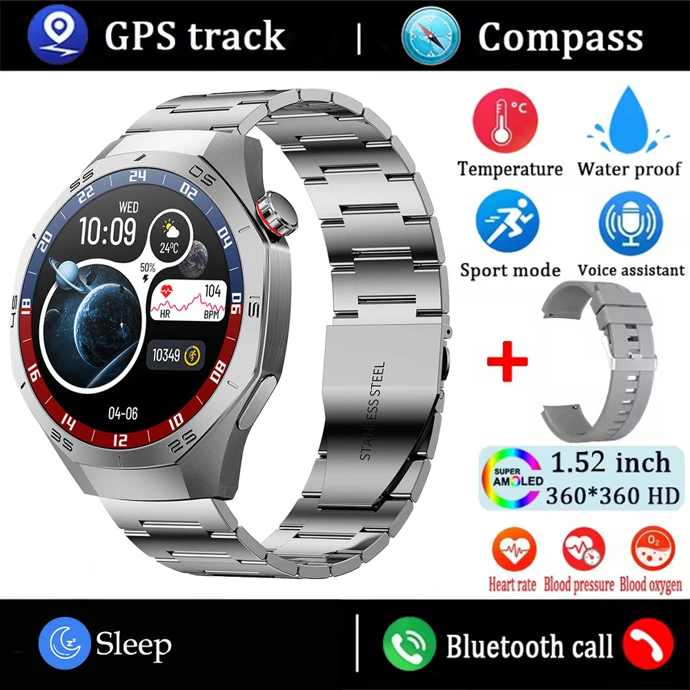 NEW 5 MAX RAM/ROM 128MB For Android and IOS Smart Watch Men AMOLED Screen GPS Motion Trajectory Heart Rate Bluetooth Calls Smart Watch Waterproof Women Men Smart Wrist Watch Health Care Sports Supplies