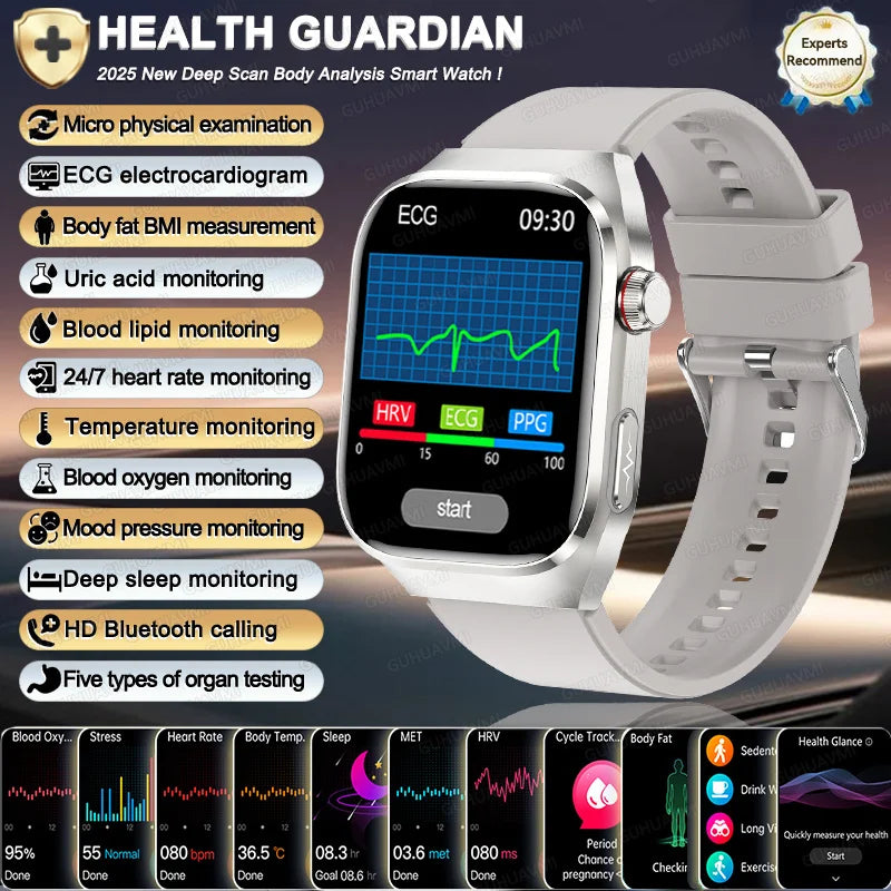 NEW Arrivals 12 Colors/Patterns Women Men Ai Diagnosis Health Healing Wrist Watch ECG+PPG Smart Watch Precise Uric Acid Blood Pressure Organ Body Analysis Smart Watch HD Call Watches Health Watch