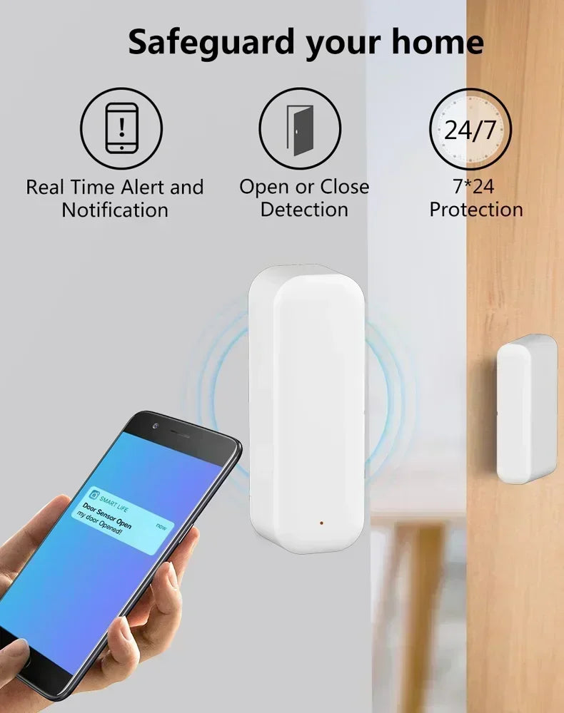 NEW TUYA App Alexa Wi-Fi Door Sensor Window Sensor Smart Home Wireless Door Detector Smart Life APP Remote Control for Alexa Google Home Office Security Supplies
