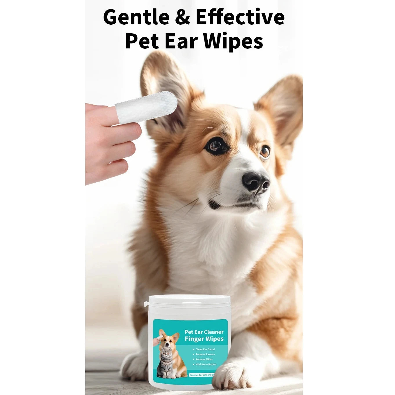 NEW Arrivals 50PCS Pet Korean Cleaning Products Ear Cleaning Wipes Ear Care Fingertips Ear Mite Removal Cat and Dog Ear Hygiene Products Pets Health Care Supplies