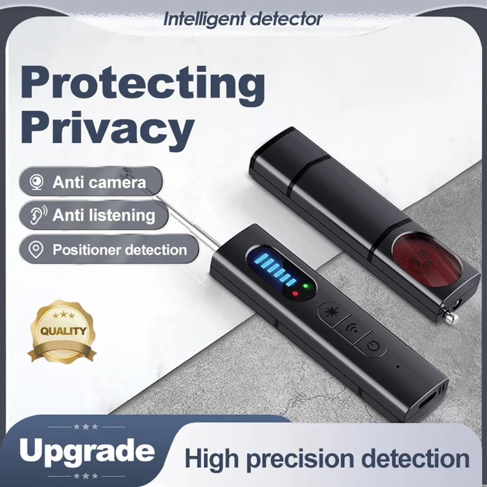 NEW T15 Wireless Camera Detector Protective Alarm Security Sensor Bug Finder GPS Locator Detection RF Signal Lens Tracker Detect Scanner for Security Privacy Protection Spy Systems