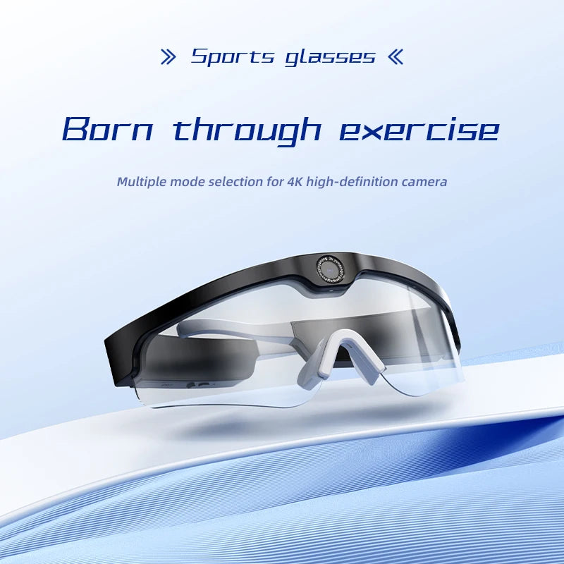 NEW 4K Mini HD Glasses 128G Card Camera, Mini Sports Glasses Camera, Bicycle Video Recorder, Polarized Sunglasses, Bluetooth Glasses Cycling Bikes Security Accessories Sports Supplies