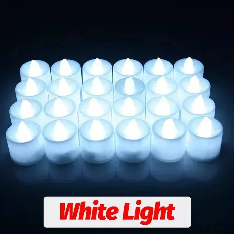 NEW Arrivals 24-48PCS Set Heart-Shape Led Candle Battery-Power Tealight Flameless Electronic Candles Christmas Wedding Party Romantic Atmosphere Decoration Table Lamps