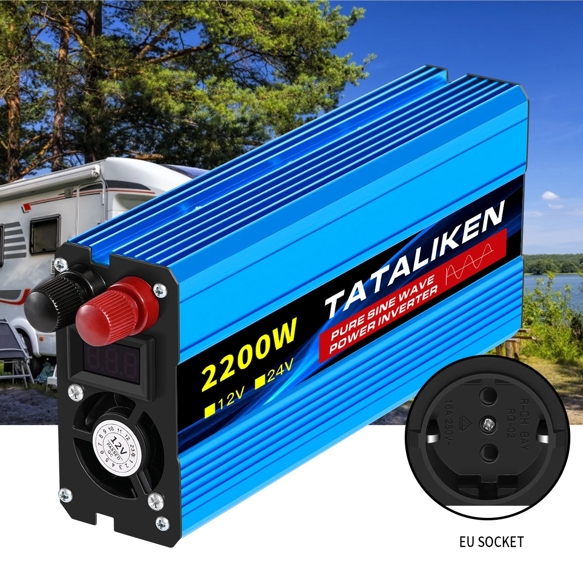 Pure Sine Wave Inverter 1000W-4000W DC 12V/24V to AC 220V 50hz Power Inverter Charger Adapter Universal Socket