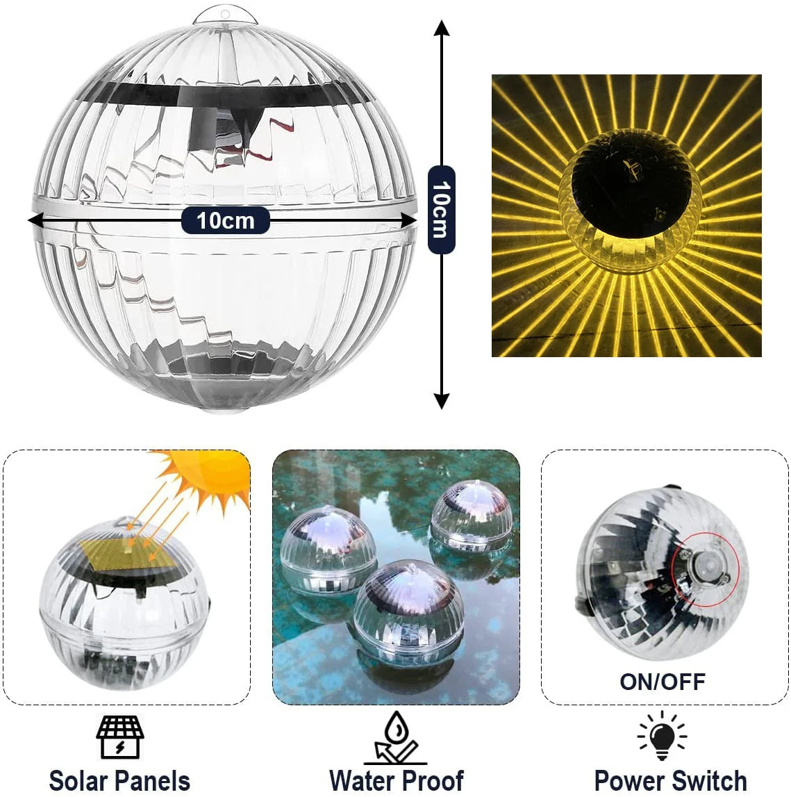 NEW 4PCS Set Led Solar Floating Lamps Swimming Water Pool Ball Solar Panel Powered Pond Drift Waterproof Glow Show Disco Color Changing Lights