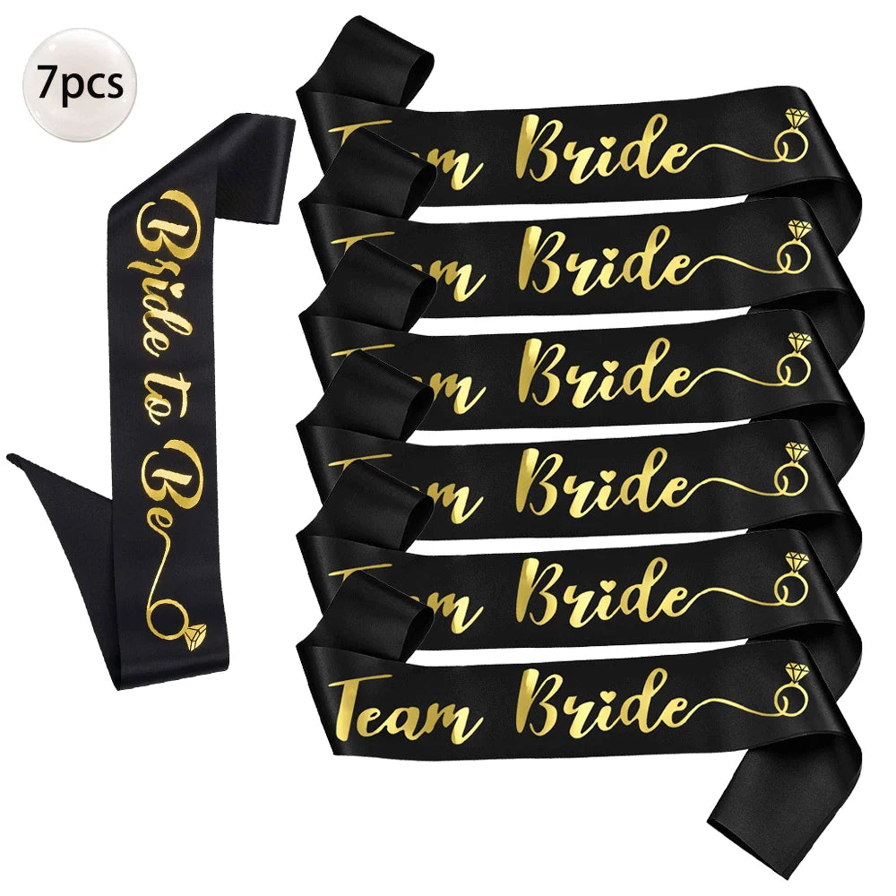 NEW Arrivals 6/7 PCS Set Team Bride Satin Sash Set White 7 Bride to Be Sash and 6 Silk Team Bride Sashes Bridal Shower Wedding Bachelorette Party Supplies