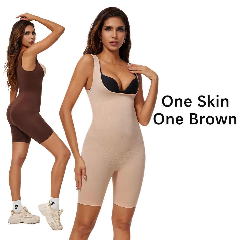 NEW Arrivals 2PCS Set S-2XL Women Tighten Up Breast Bodysuit Boxer Briefs Underwear Shapewear Butt Lifter New Tummy Control Body Shaper Slimming Bodysuits