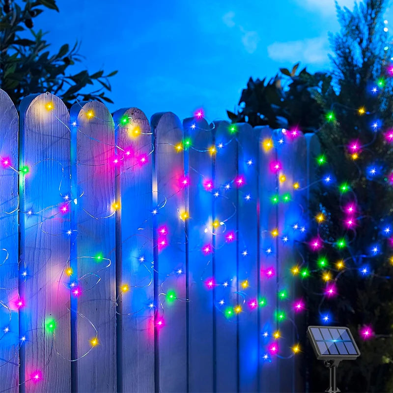 NEW 32M/ 300 LED/ 5PCS Set Outdoor LED Solar Fairy Lights Christmas Decoration Waterproof Solar Garland 8Mode Lights For Xmas Party Patio Balcony Yard Home Lighting Supplies